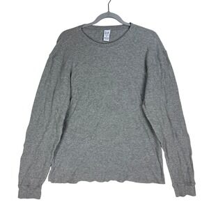 Vintage Gap Body Shirt Mens Medium Gray Waffle Knit Long Sleeve Cotton Pullover